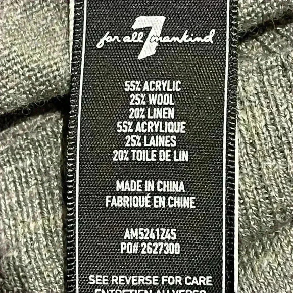 7 For all Mankind Wool Linen Blend Sweater Collared Button Polo in grey medium - Picture 7 of 8